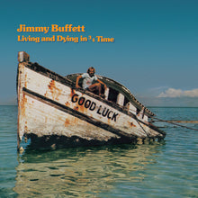 Load image into Gallery viewer, Jimmy Buffett Living and dying in 3/4 time vinyl-one sea breeze colored disc