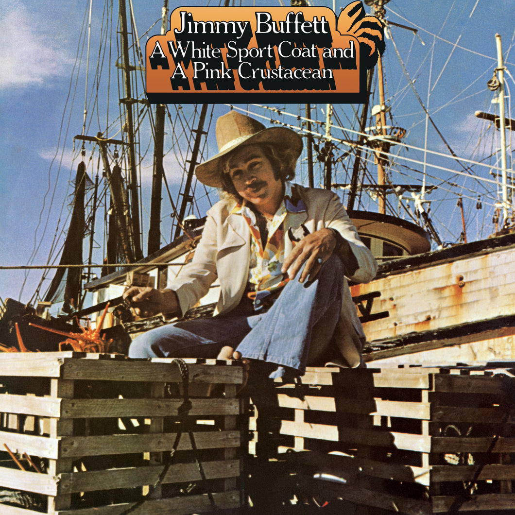 Jimmy Buffett A white sport coat and a pink crustacean vinyl-one orange disc